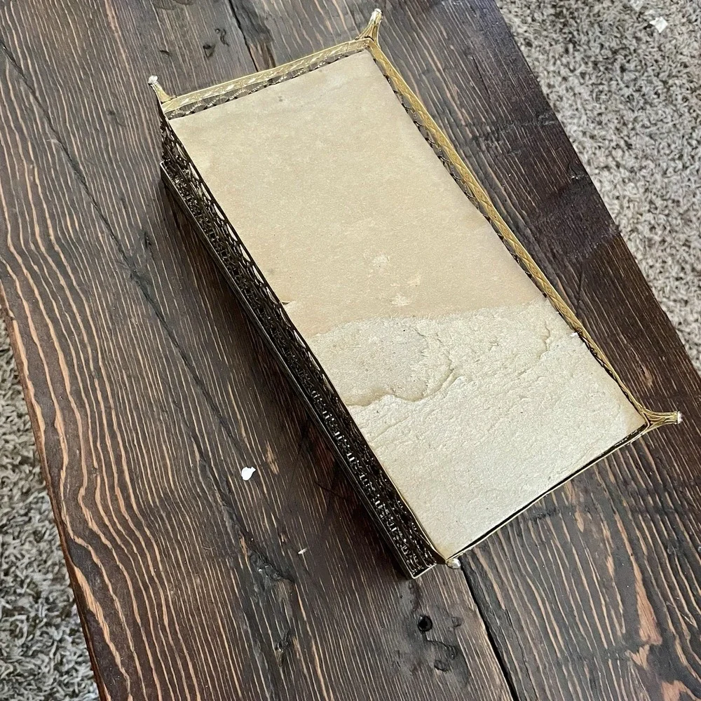 Vintage MCM Hollywood Regency Style Tissue Box Holder with Lid 1960s
